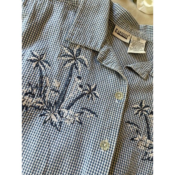 Vintage Capacity Gingham Embroidered Shirt & Pants Set S Grandmacore Cottagecore - Picture 7 of 16